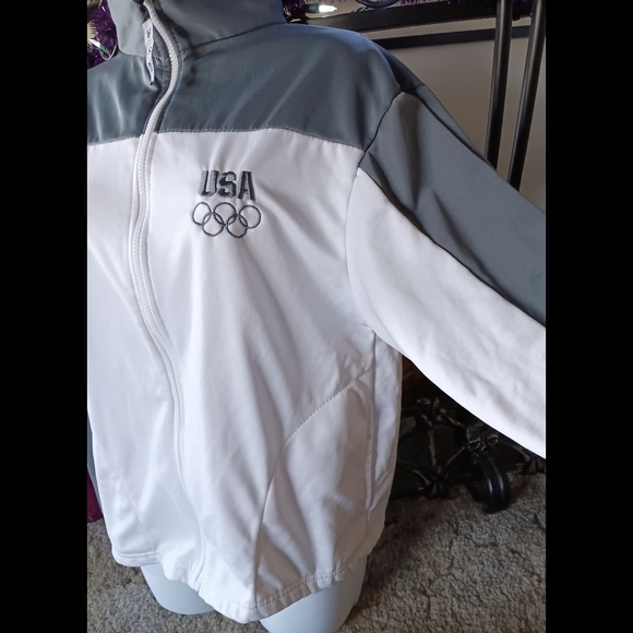🩶*4/$15* USA Olympic Committee Womens Zip Up Long Sleeve Jacket Light Medium - Picture 5 of 14